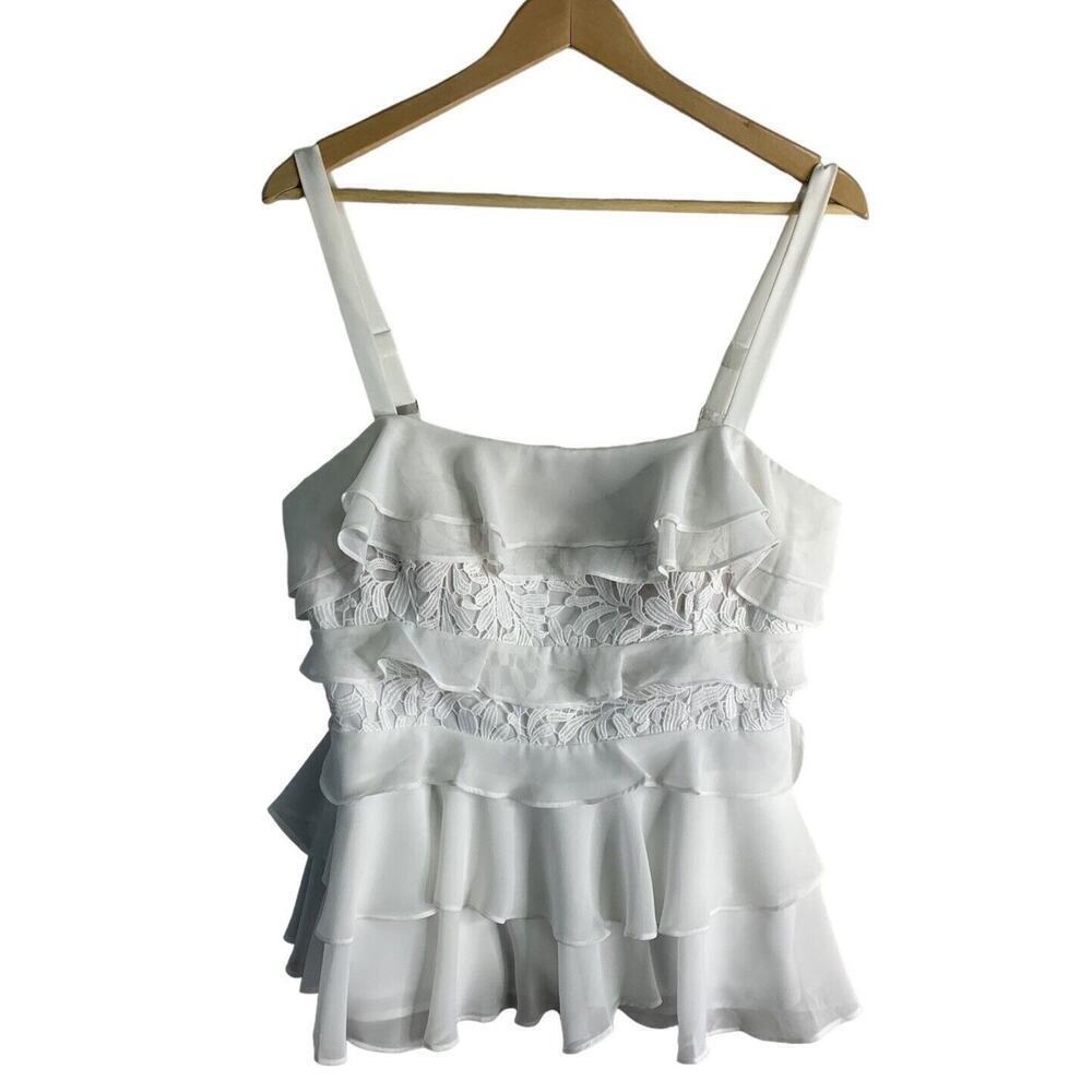 Lilly Pulitzer Olive Top Womens Size 12 Resort White Chiffon Ruffles NWT $168 - Picture 6 of 13